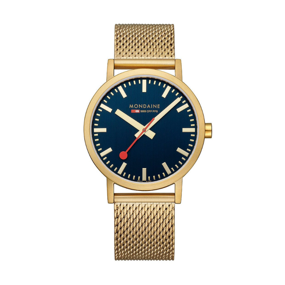Mondaine Classic Deep Ocean Blue Golden Stainless Steel Watch A660.30360.40SBM - 40mm