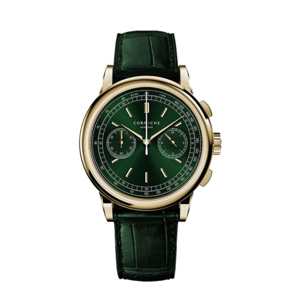 Corniche Heritage Chronograph Yellow Gold With Green Dial - 39mm