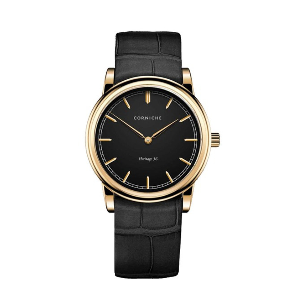 Corniche Womens Heritage 36 Yellow Gold with Black Dial - 36mm