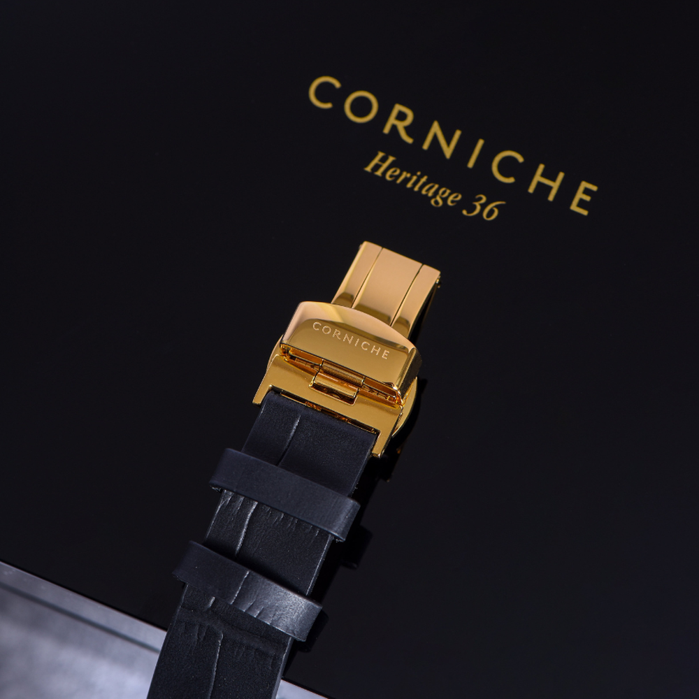 Corniche Womens Heritage 36 Yellow Gold with Black Dial - 36mm