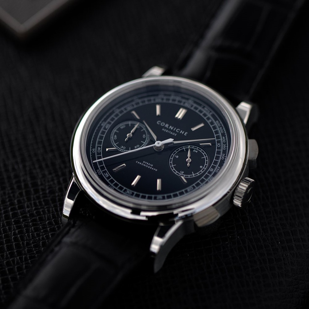 Corniche Heritage Chronograph Steel with Black dial - 39mm