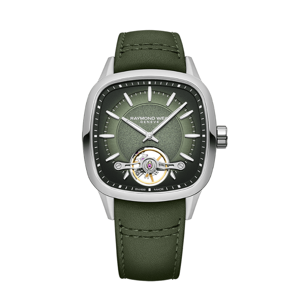 Raymond Weil Freelancer Calibre RW1212 Green Leather Strap Watch 2790-STC-52051 - 40 x 40 mm