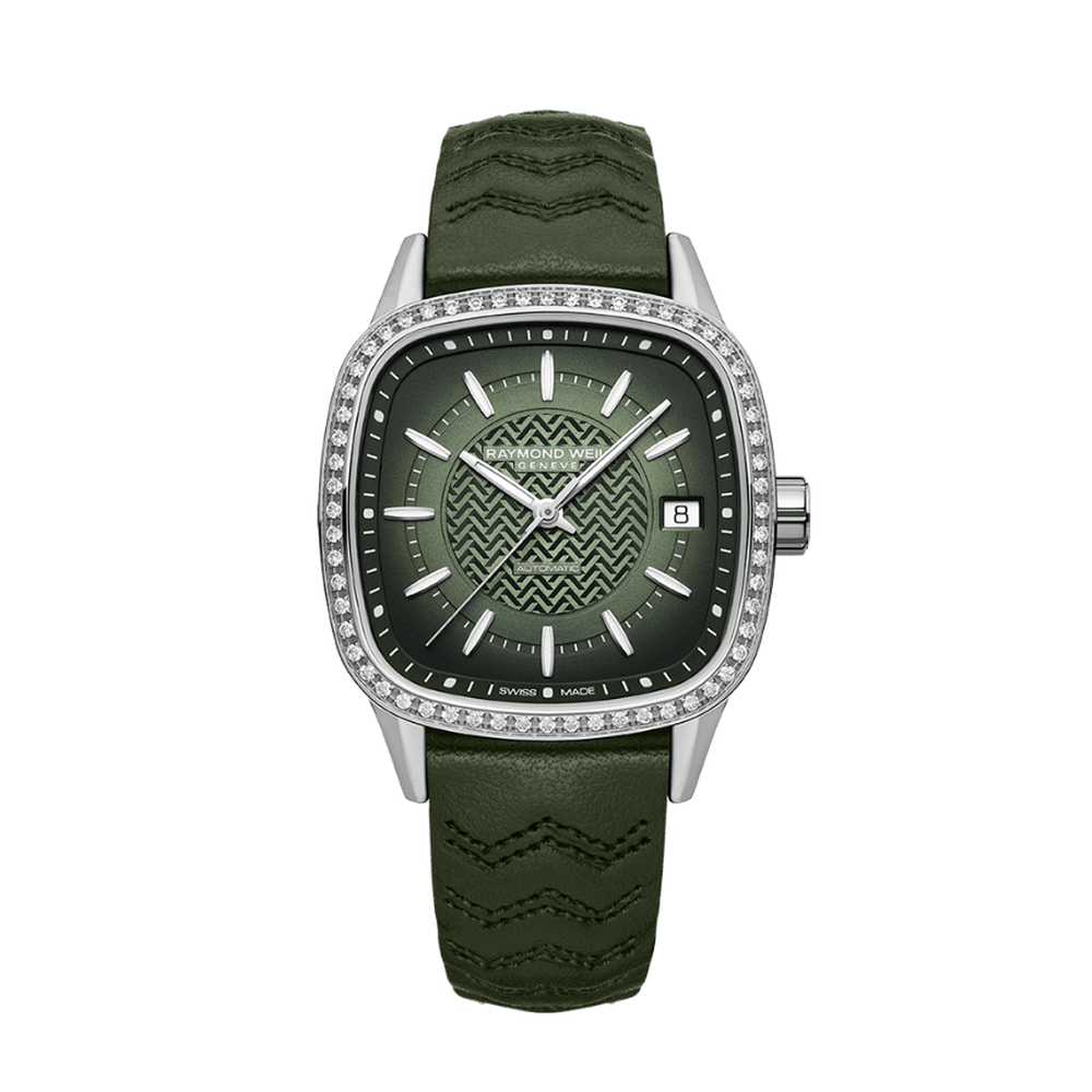 Raymond Weil Freelancer Ladies Automatic Green Dial Watch 2490-SCS-52051 - 34.5 x 34.5 mm