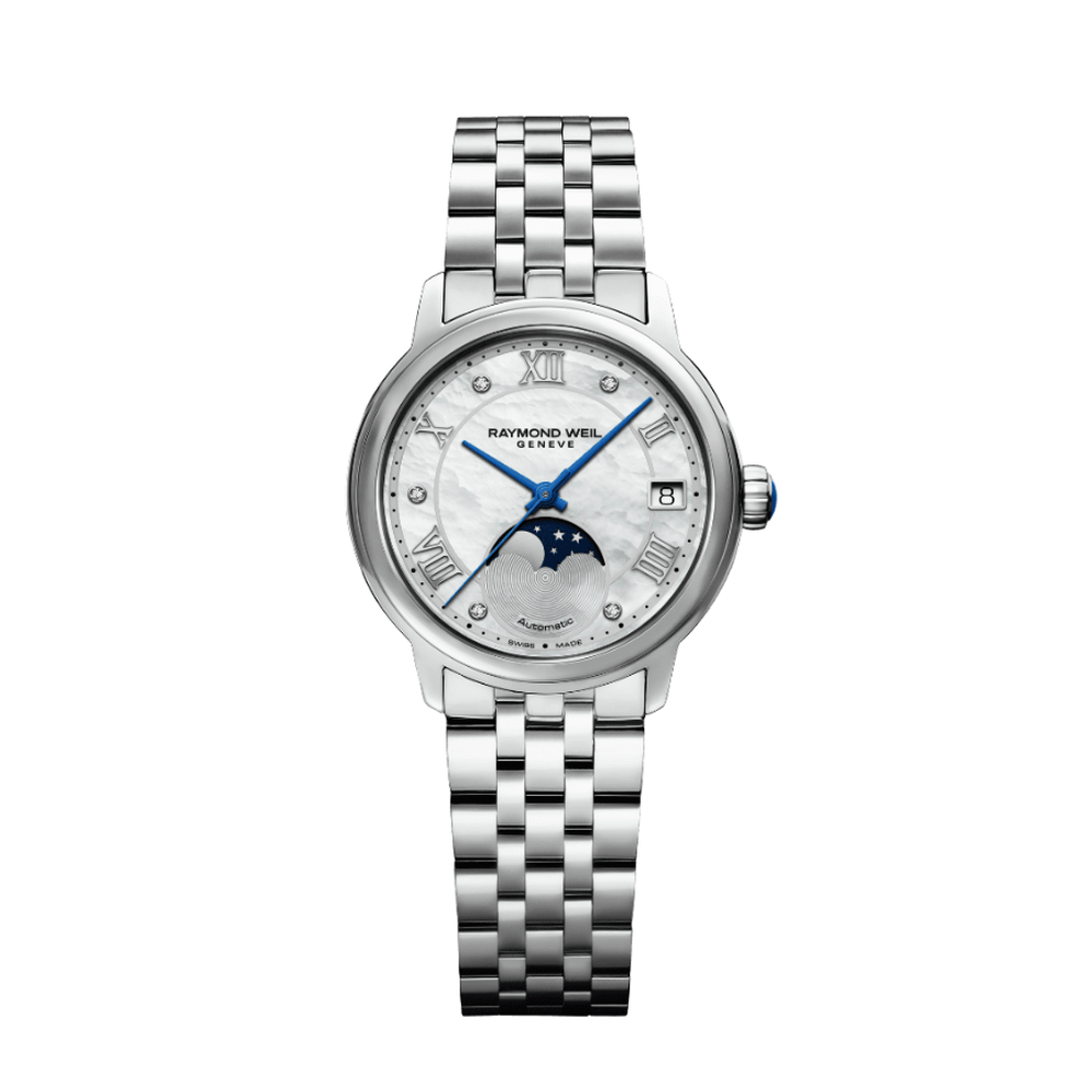 Raymond Weil Maestro Ladies Automatic Moon phase Mother-of-Pearl Diamond Watch 2139-ST-00965 - 34mm