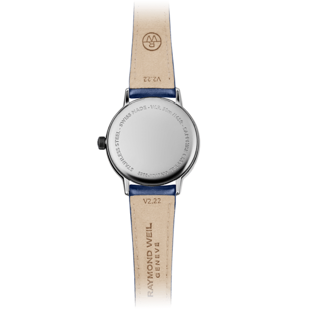 Raymond Weil Toccata Ladies 76 Diamonds Blue Satin Strap Quartz Watch 5985-SCS-00653 - 29 mm