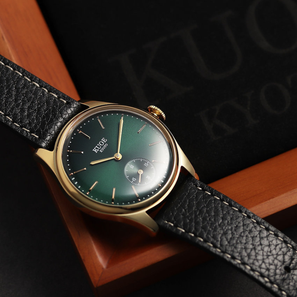 Kuoe Kyoto Old Smith 90-001 Green Bar Index With Lychee Leather - 35mm