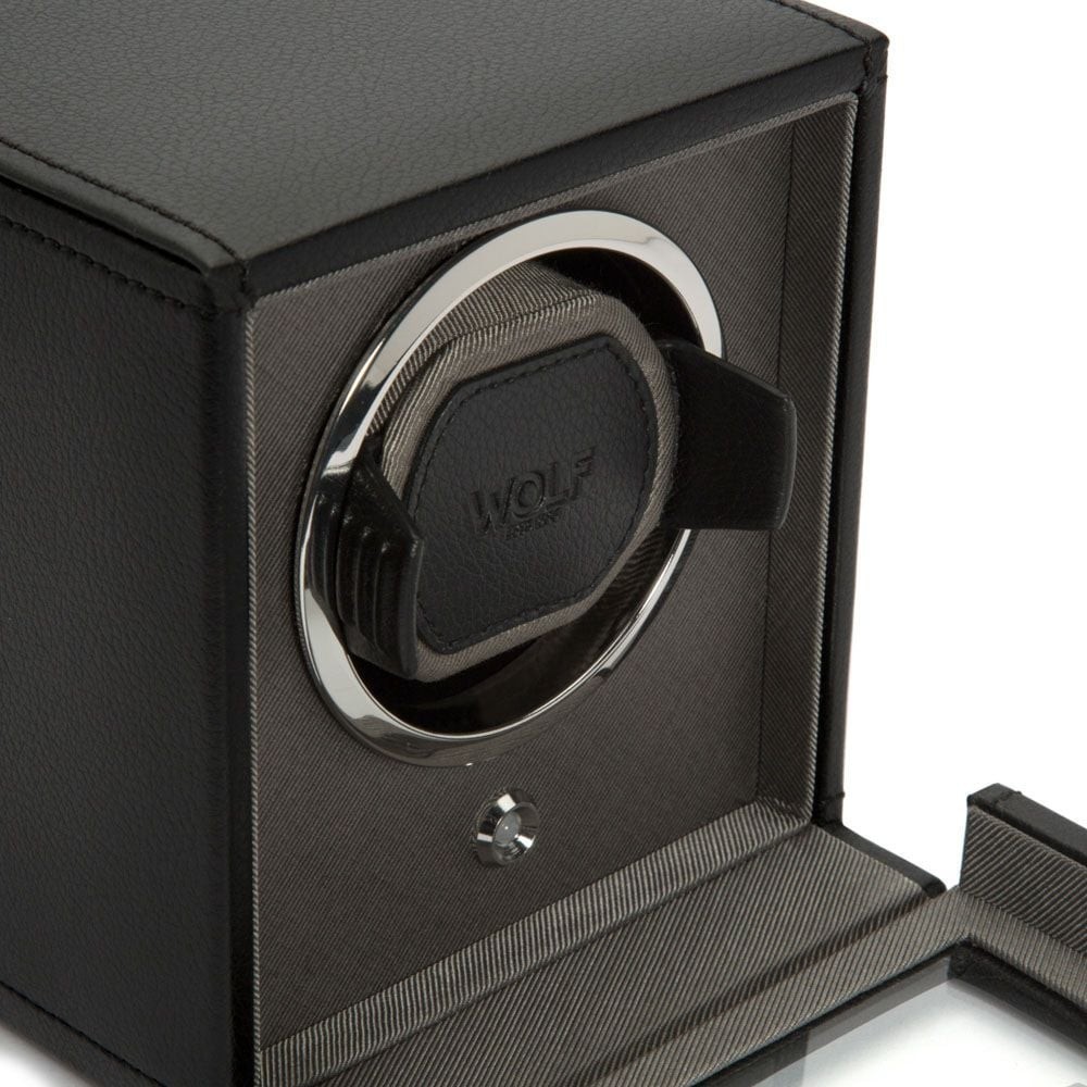 Wolf Cub Single Watch Winder With Cover Black