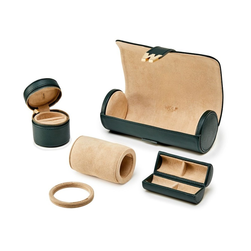 Wolf Cassandra Watch & Jewellery Roll Hunter Green 800844