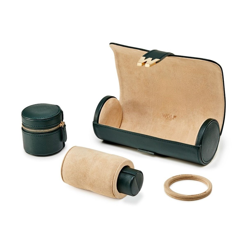 Wolf Cassandra Watch & Jewellery Roll Hunter Green 800844