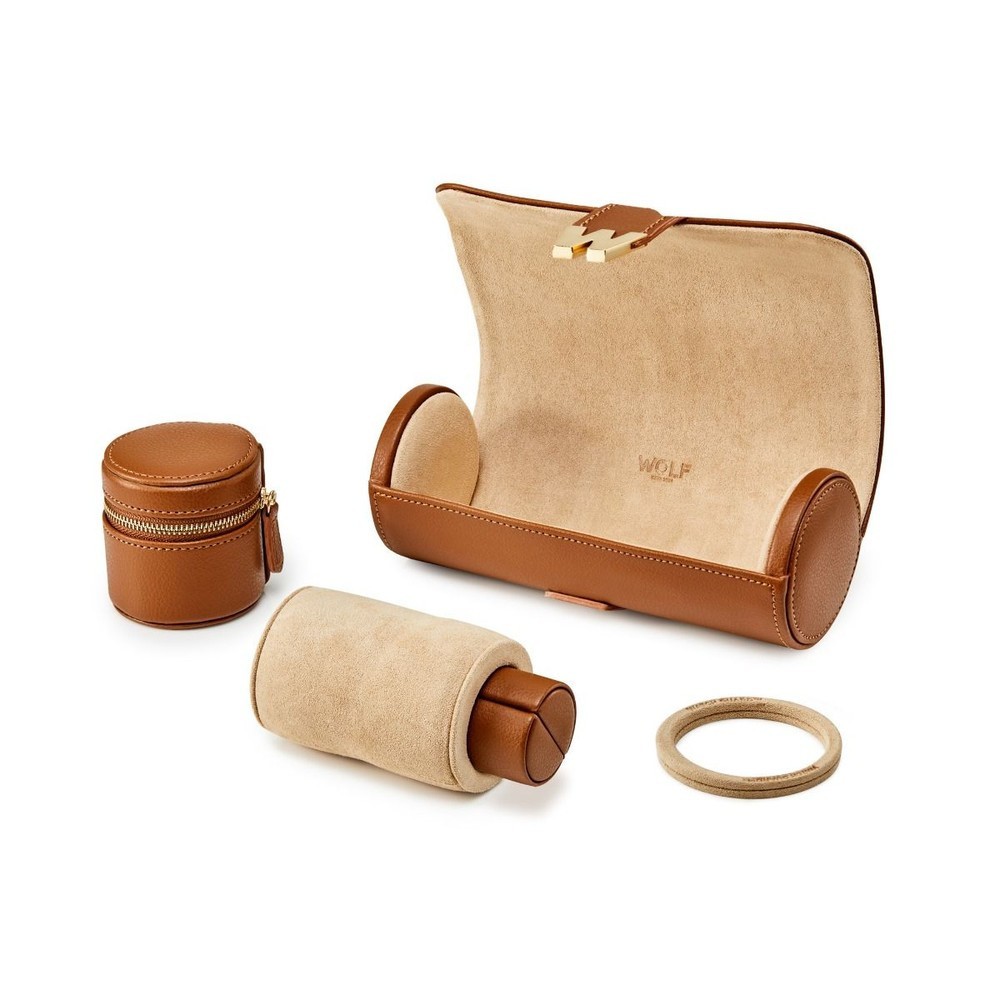 Wolf Cassandra Watch & Jewellery Roll Cognac 800845