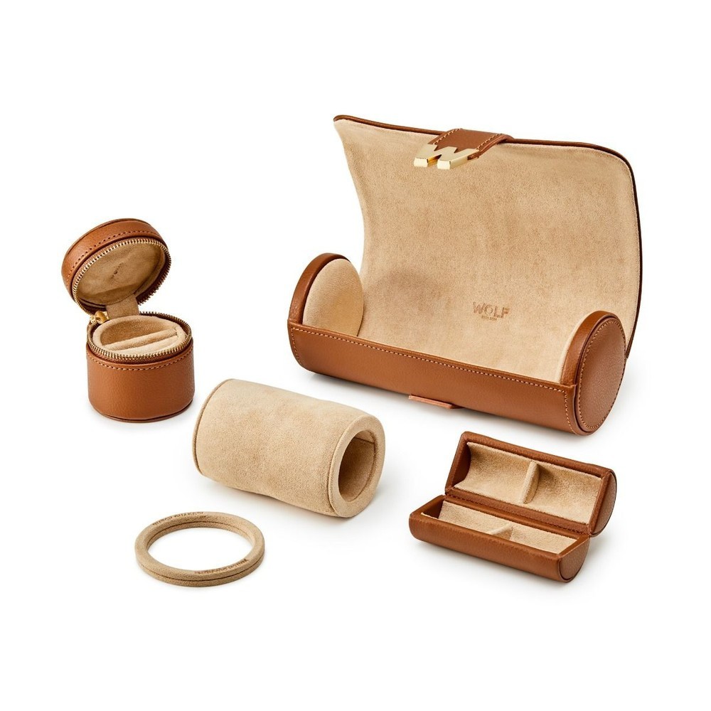 Wolf Cassandra Watch & Jewellery Roll Cognac 800845