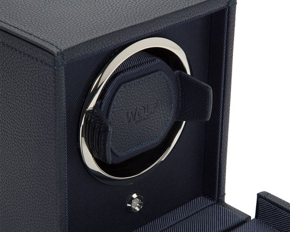 Wolf Cub Single Watch Winder with Cover Navy 461117