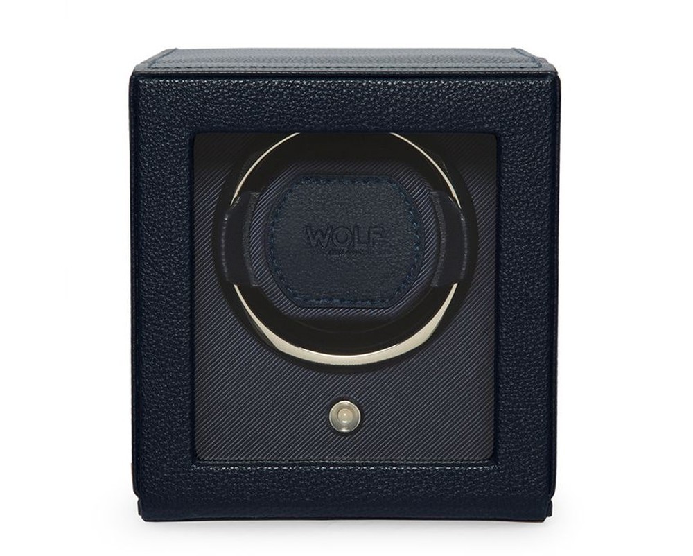Wolf Cub Single Watch Winder with Cover Navy 461117