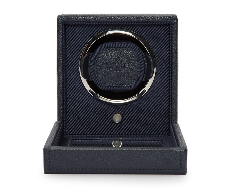 Wolf Cub Single Watch Winder with Cover Navy 461117