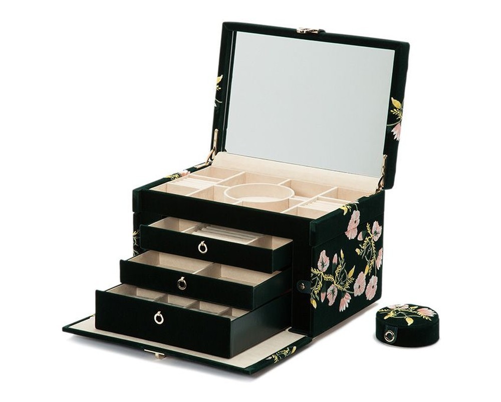 Wolf Zoe Large Jewelry Box Forest Green 393012