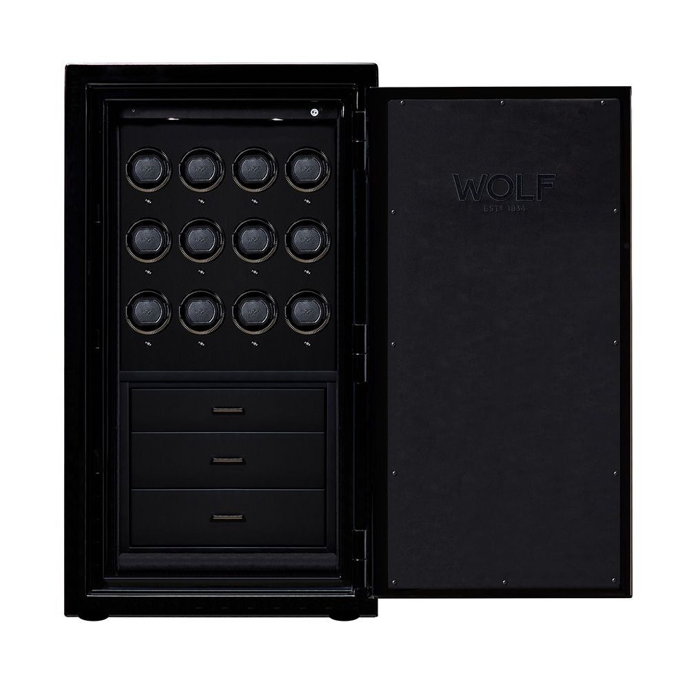 Wolf Atlas 12 Piece Winder Safe Onyx/Gunmetal 491202