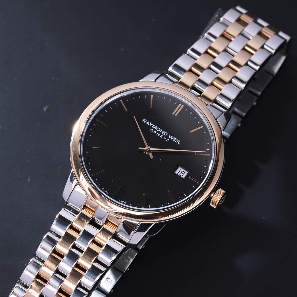 Raymond Weil Toccata Rose Gold Black Dial Quartz Watch 5485-SP5-20001 - 39mm