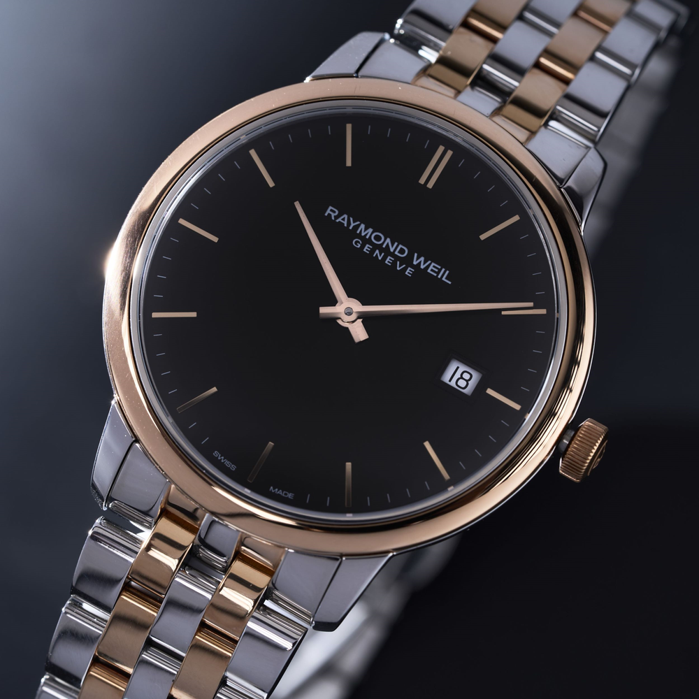 Raymond Weil Toccata Rose Gold Black Dial Quartz Watch 5485-SP5-20001 - 39mm