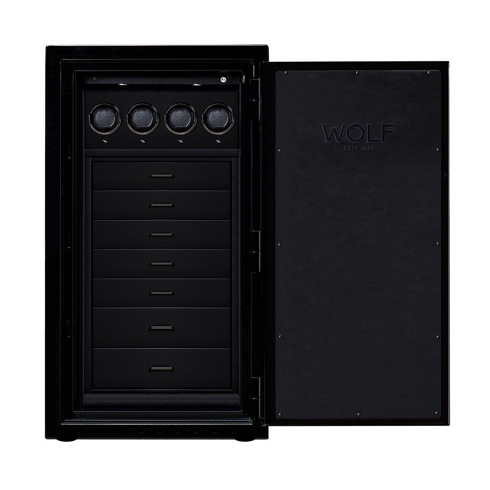 Wolf Atlas 4 Piece Winder Safe Onyx/Gunmetal 490402