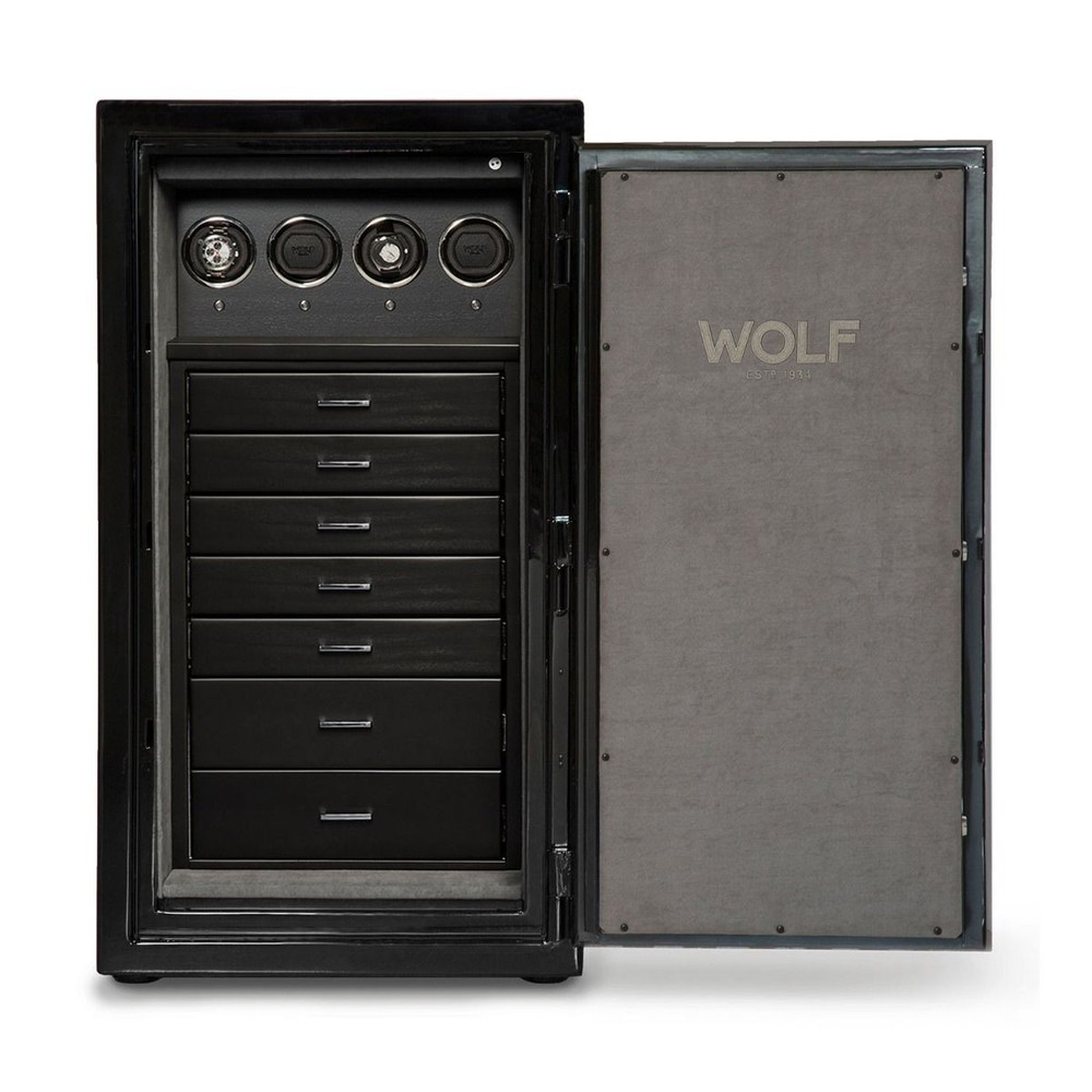 Wolf Atlas 4 Piece Winder Safe Onyx/Chrome 490464