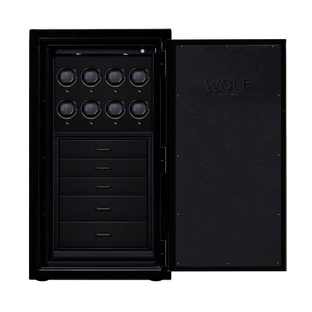 Wolf Atlas 8 Piece Winder Safe Onyx/Gunmetal 491802