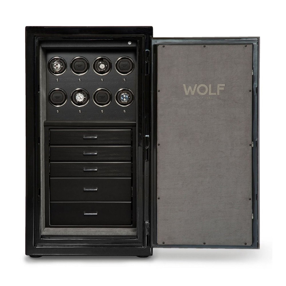 Wolf Atlas 8 Piece Winder Safe Onyx/Chrome 491864