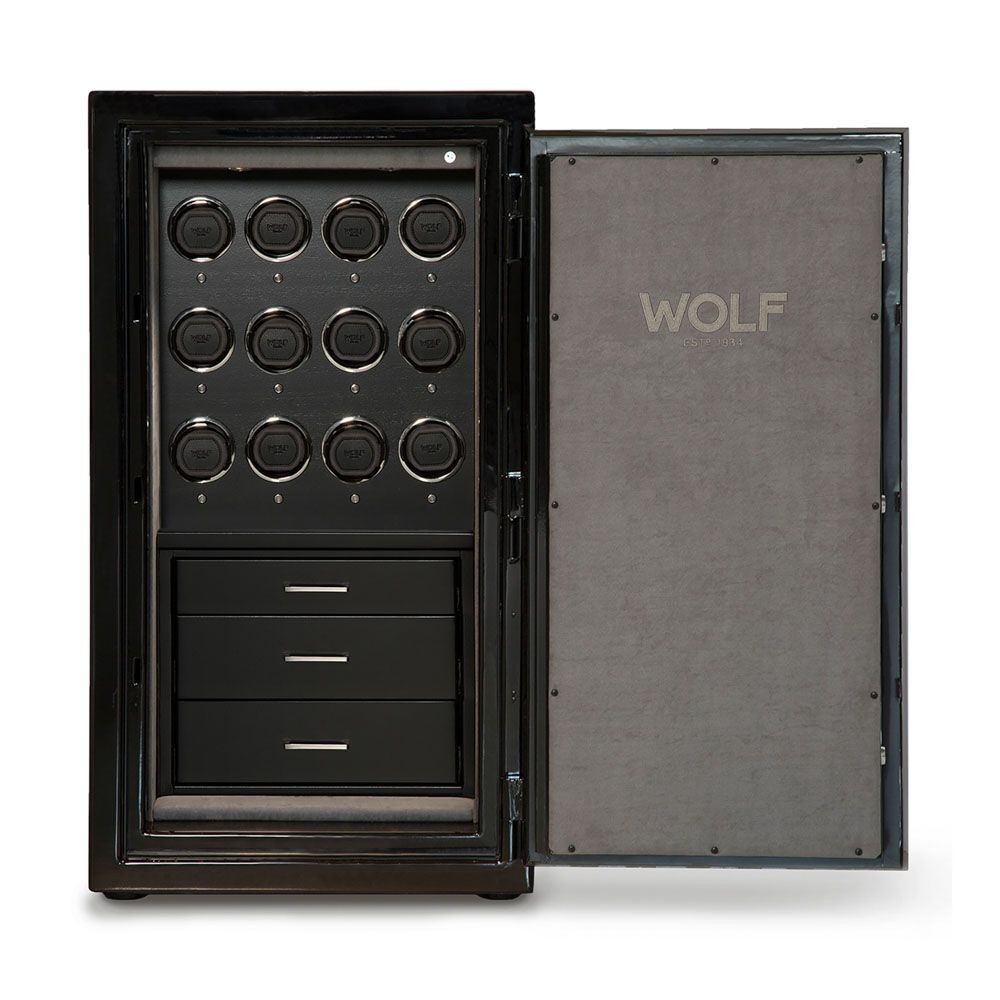 Wolf Atlas 12 Piece Winder Safe Onyx/Chrome 491264