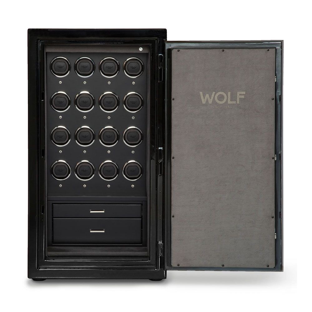 Wolf Atlas 16 Piece Winder Safe Onyx/Chrome 491664