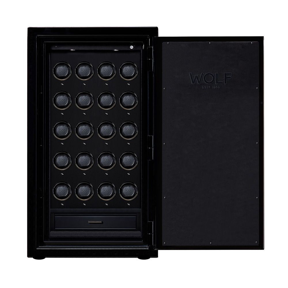 Wolf Atlas 20 Piece Winder Safe Onyx/Gunmetal 492002