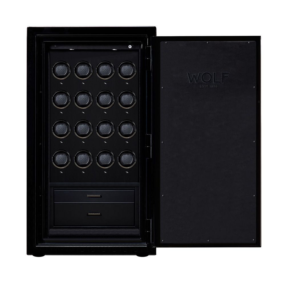 Wolf Atlas 16 Piece Winder Safe Onyx/Gunmetal 491602