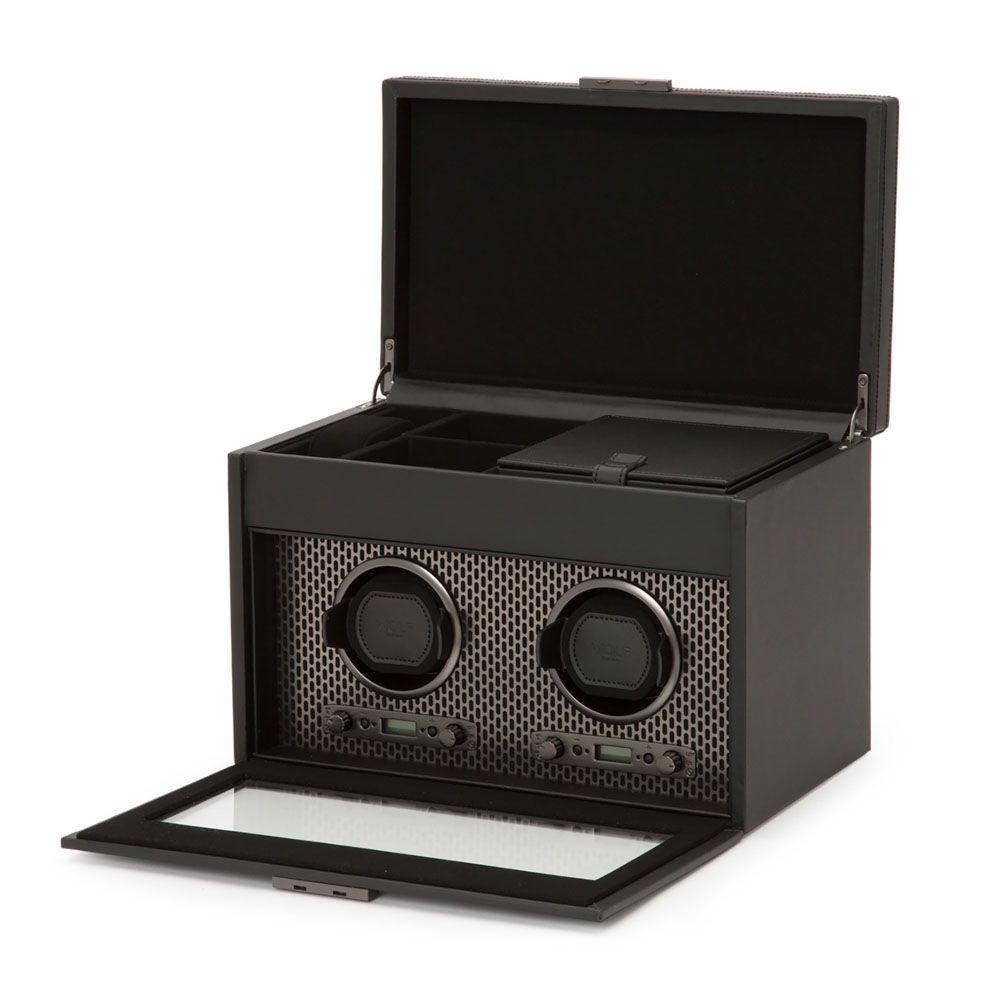 Wolf Axis Double Watch Winder With Storage Powder Coat 469303