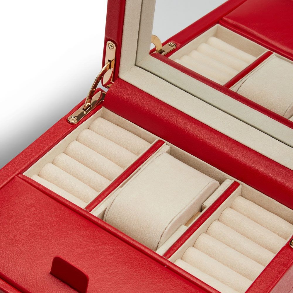 Wolf Palermo Single Watch Winder with Jewelry Storage Red 213772