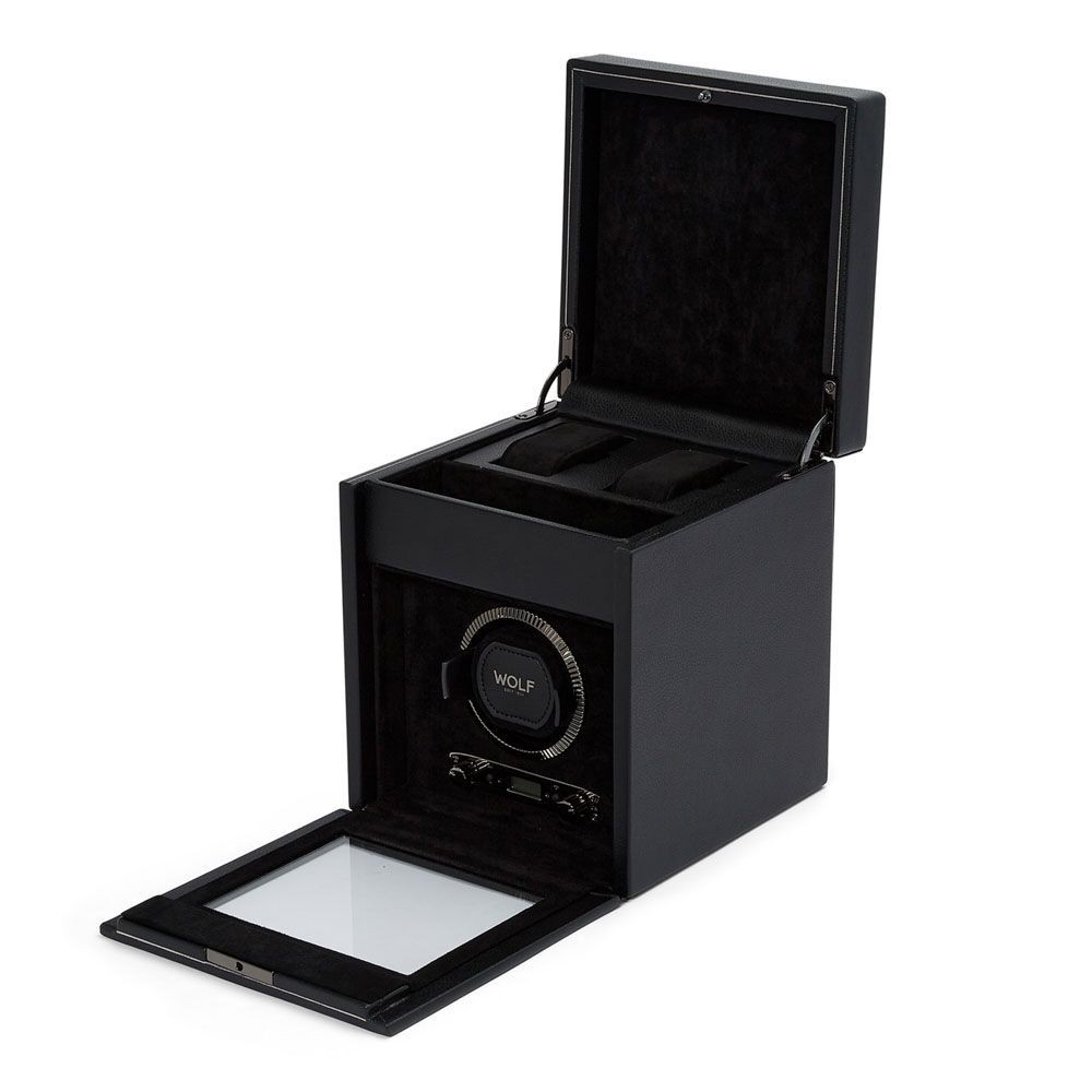 Wolf British Racing Single Watch Winder with Storage Black 792102