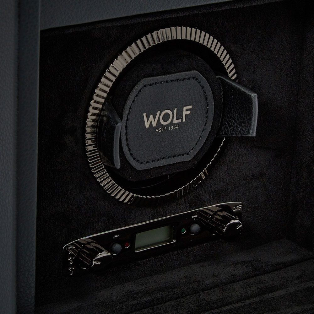Wolf British Racing Single Watch Winder with Storage Black 792102