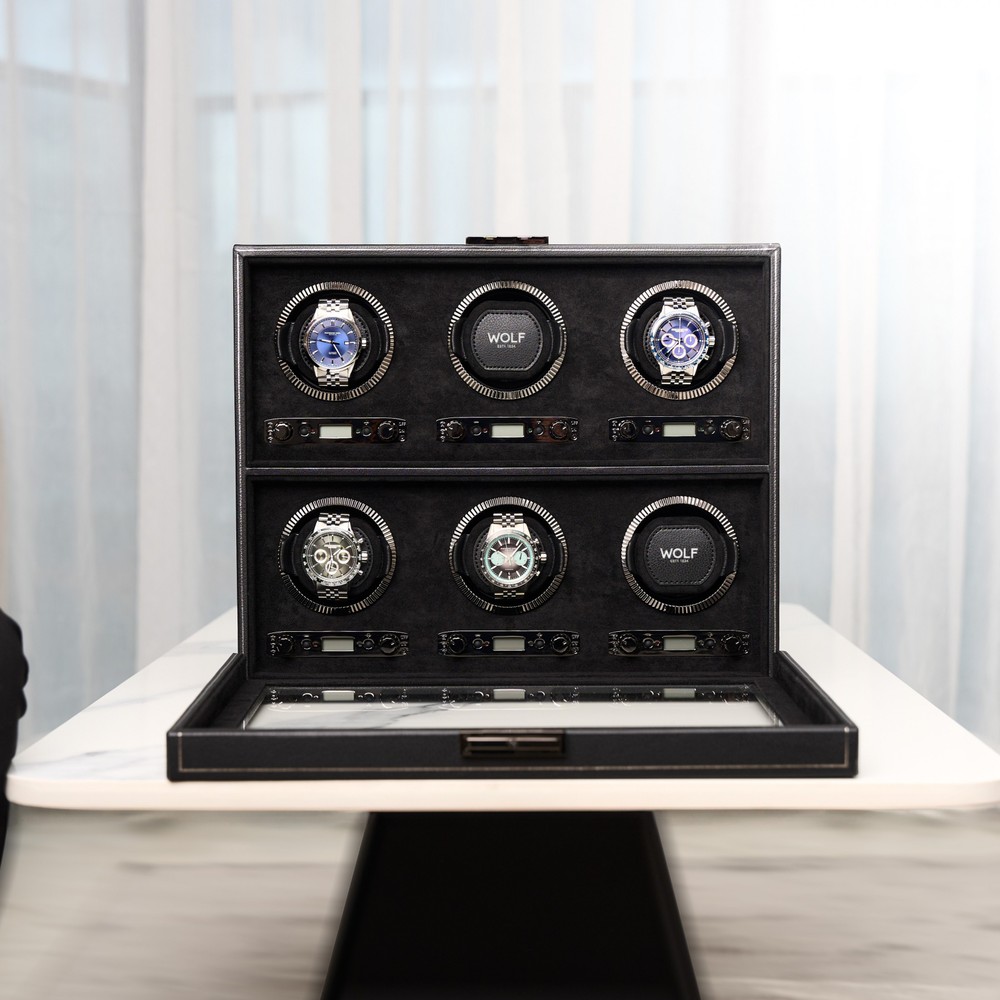 Wolf British Racing 6 Piece Watch Winder Black 792402
