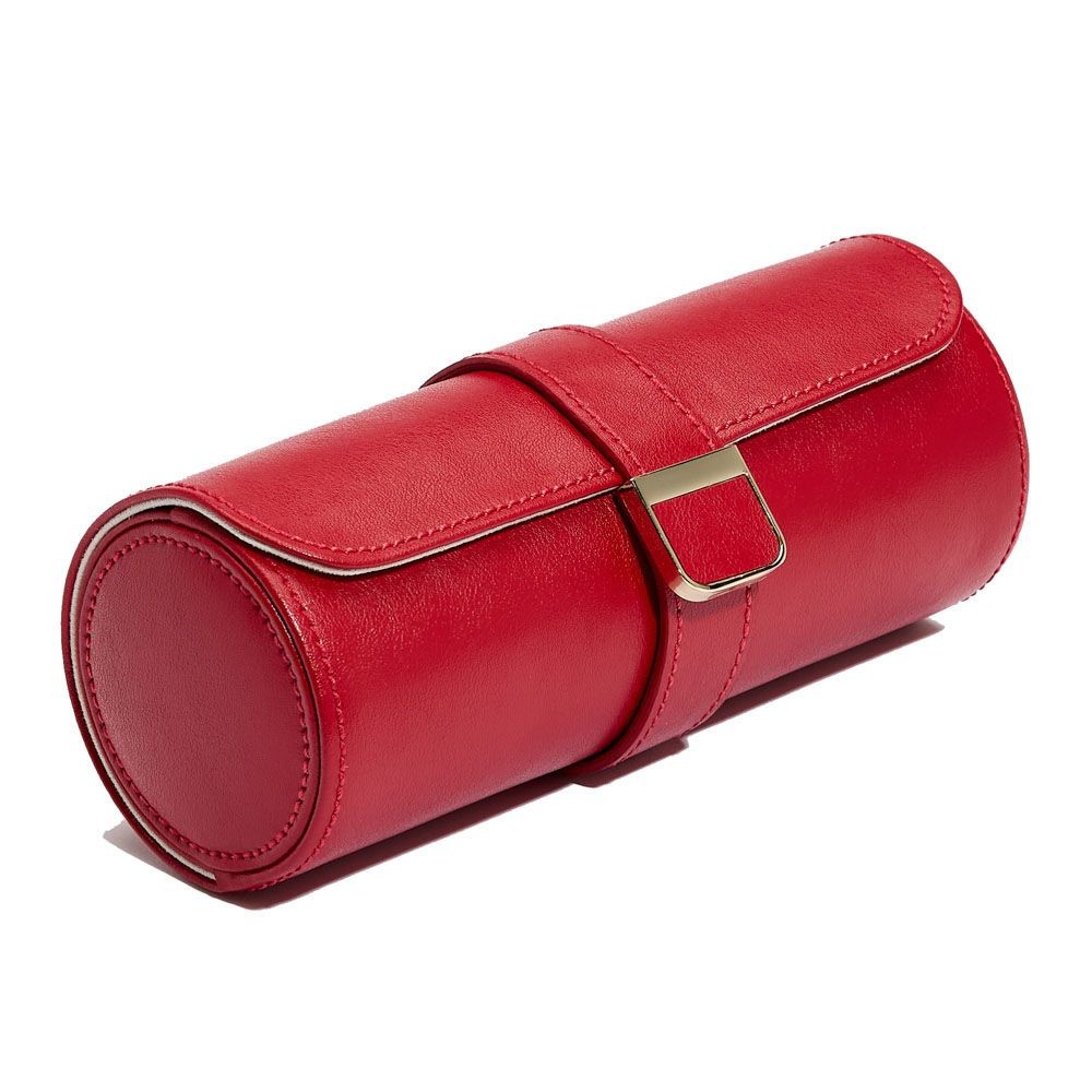 Wolf Palermo Double Watch Roll with Jewelry Pouch Red 213972