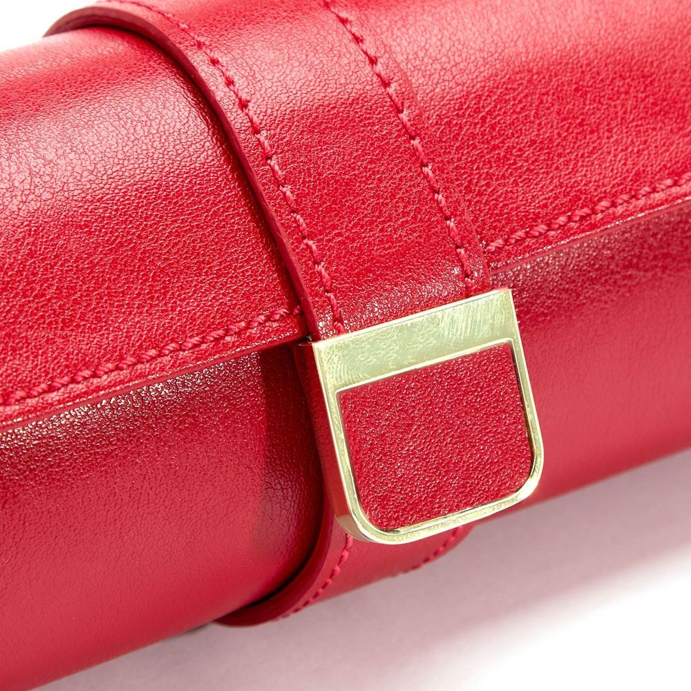 Wolf Palermo Double Watch Roll with Jewelry Pouch Red 213972