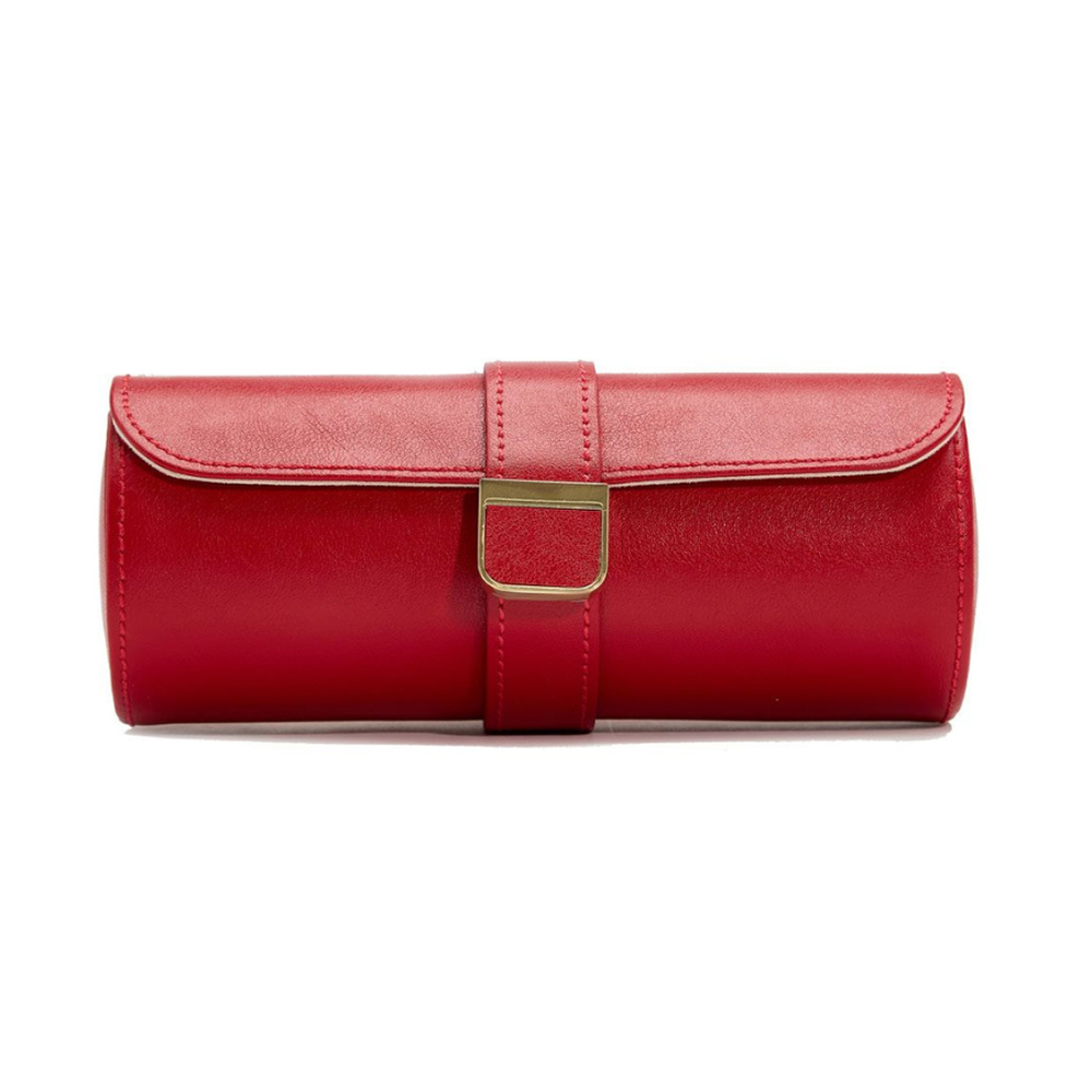 Wolf Palermo Double Watch Roll with Jewelry Pouch Red 213972