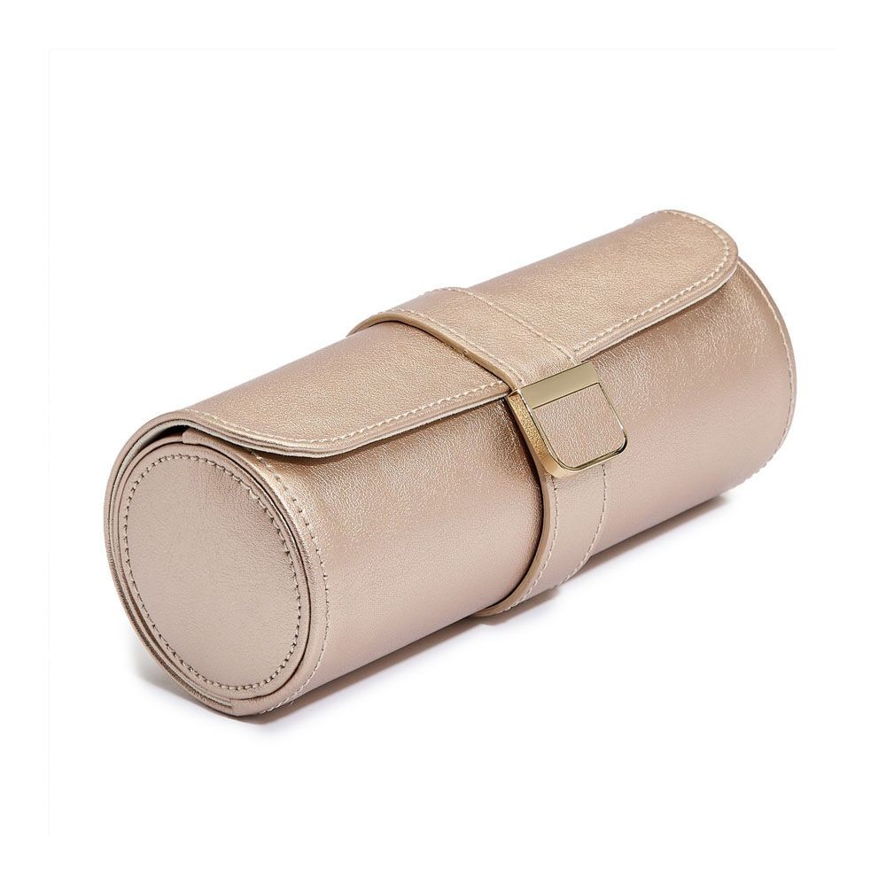 Wolf Palermo Double Watch Roll with Jewelry Pouch Rose Gold 213916
