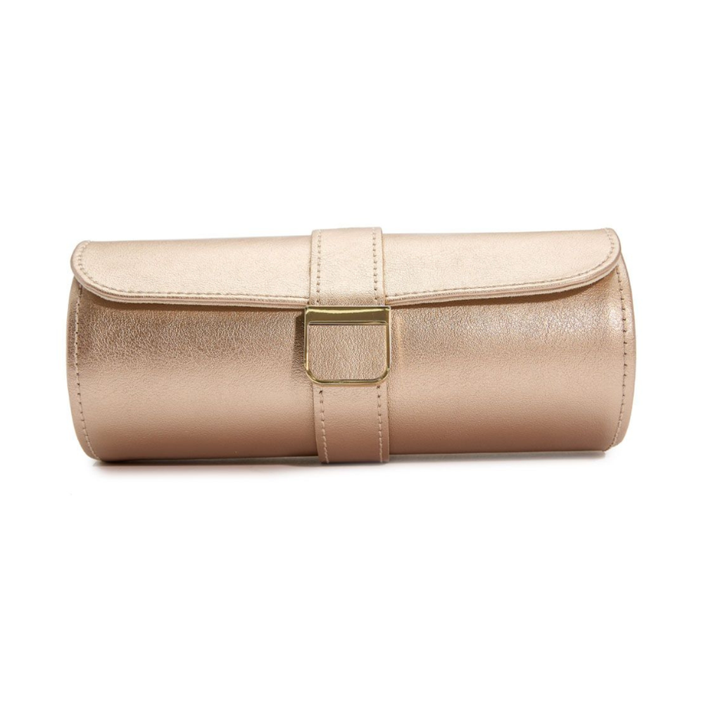 Wolf Palermo Double Watch Roll with Jewelry Pouch Rose Gold 213916