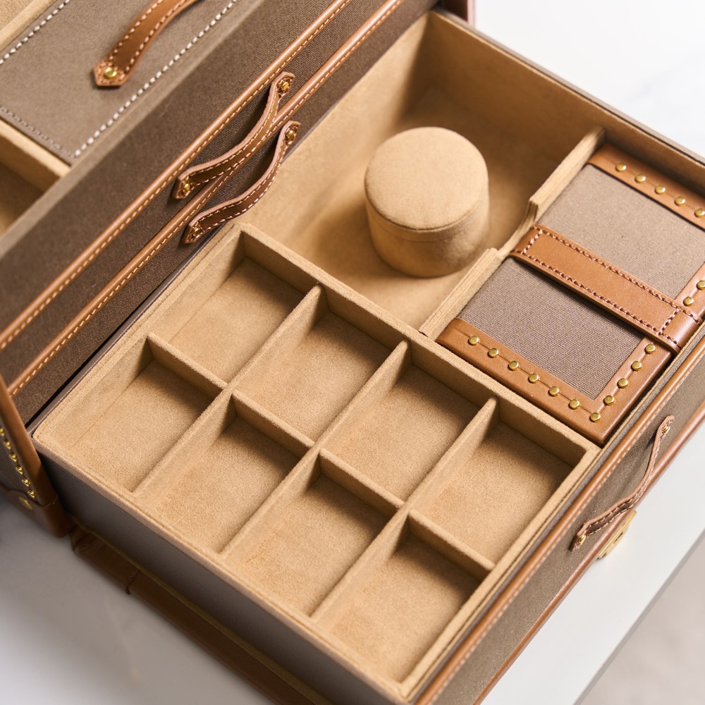 Wolf Ida Trunk Jewellery Box Khaki 190041