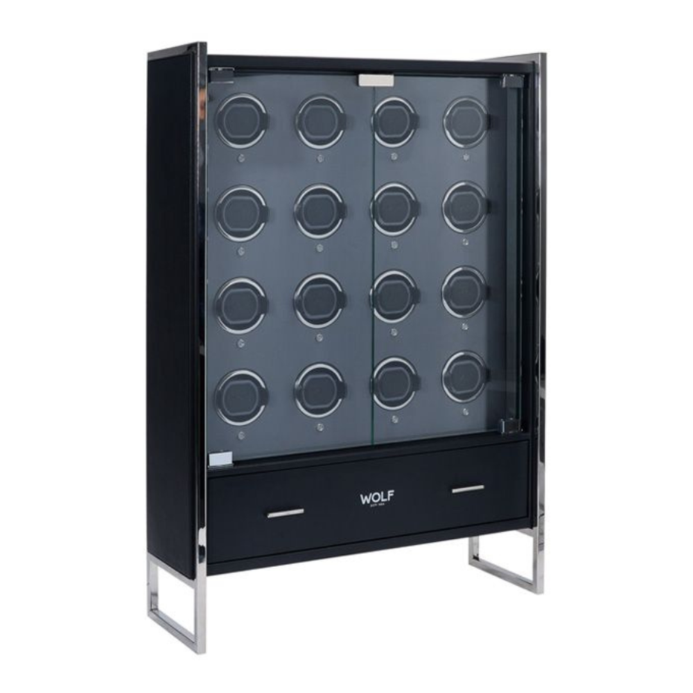 Wolf 16 Piece Watch Winder Cabinet Black 466702