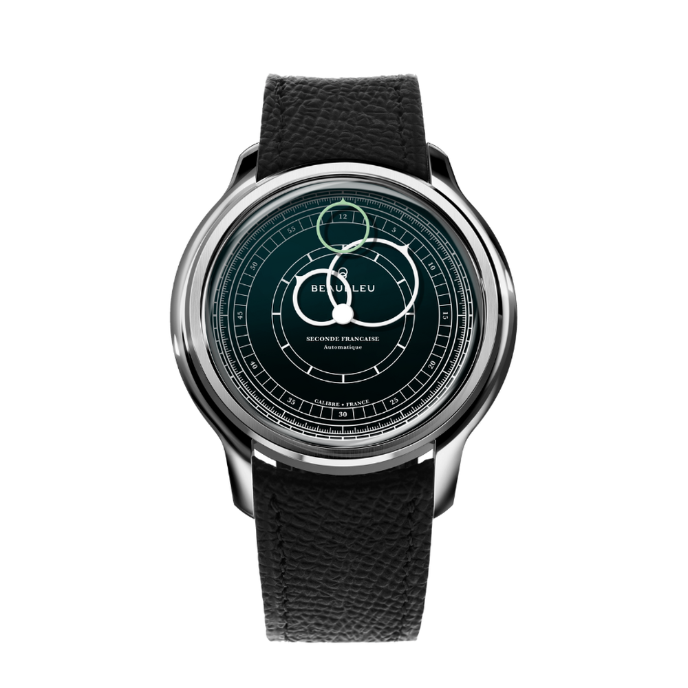 Beaubleu Seconde Française 19.24 Imperial Green Grained Black Leather Strap - 39mm