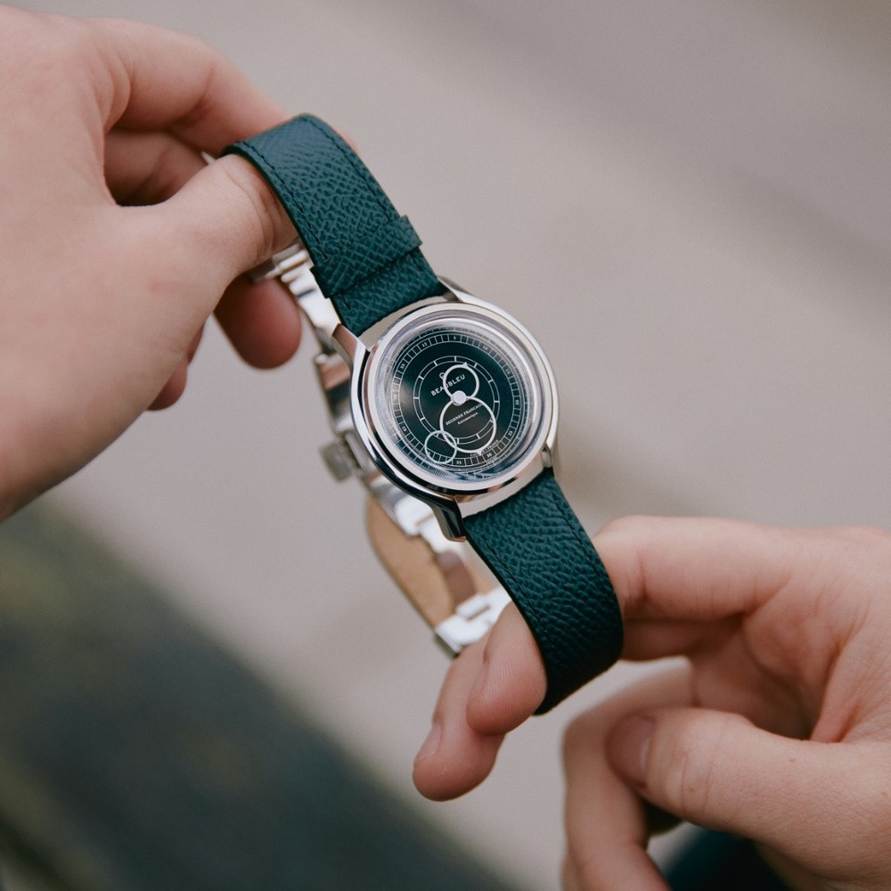 Beaubleu Seconde Française 19.24 Imperial Green Grained Black Leather Strap - 39mm