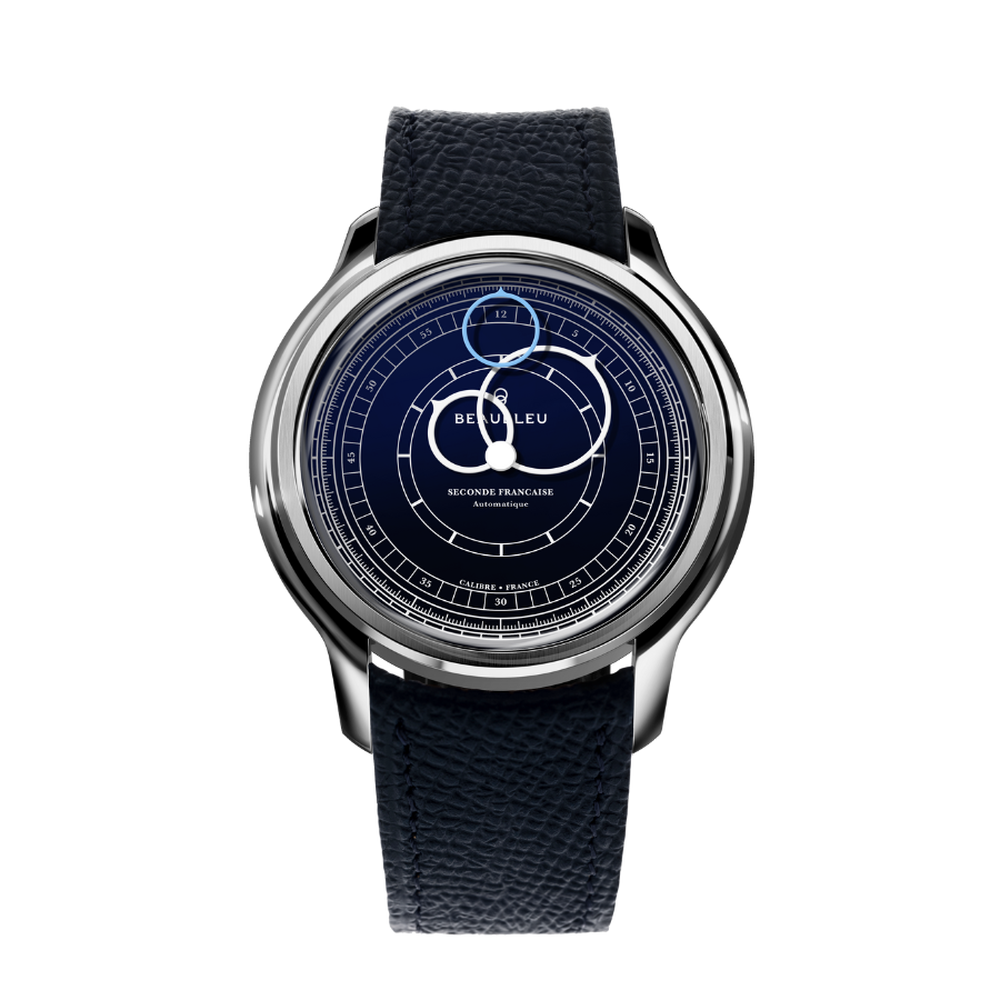 Beaubleu Seconde Française 19.24 Midnight Blue Grained Blue Leather Strap - 39mm