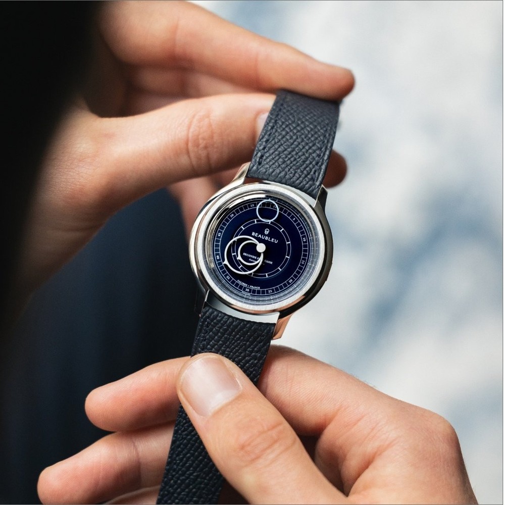 Beaubleu Seconde Française 19.24 Midnight Blue Grained Blue Leather Strap - 39mm