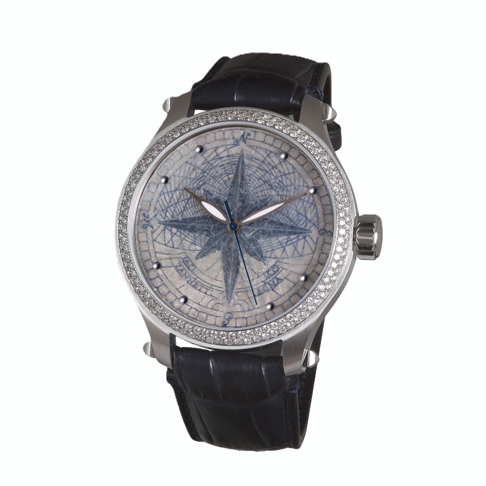 Zannetti Magnificum Compass Rose Jade White and diamonds MRV.A2S-JW.2D.A - 47mm