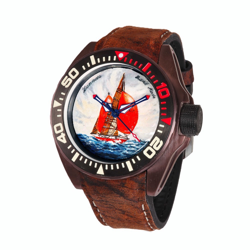 Zannetti Scuba Art Micropainting XL Sailing Edition – Brown PVD PHN.A2SD. 2A.C-1-1-1-1-1 - 51mm