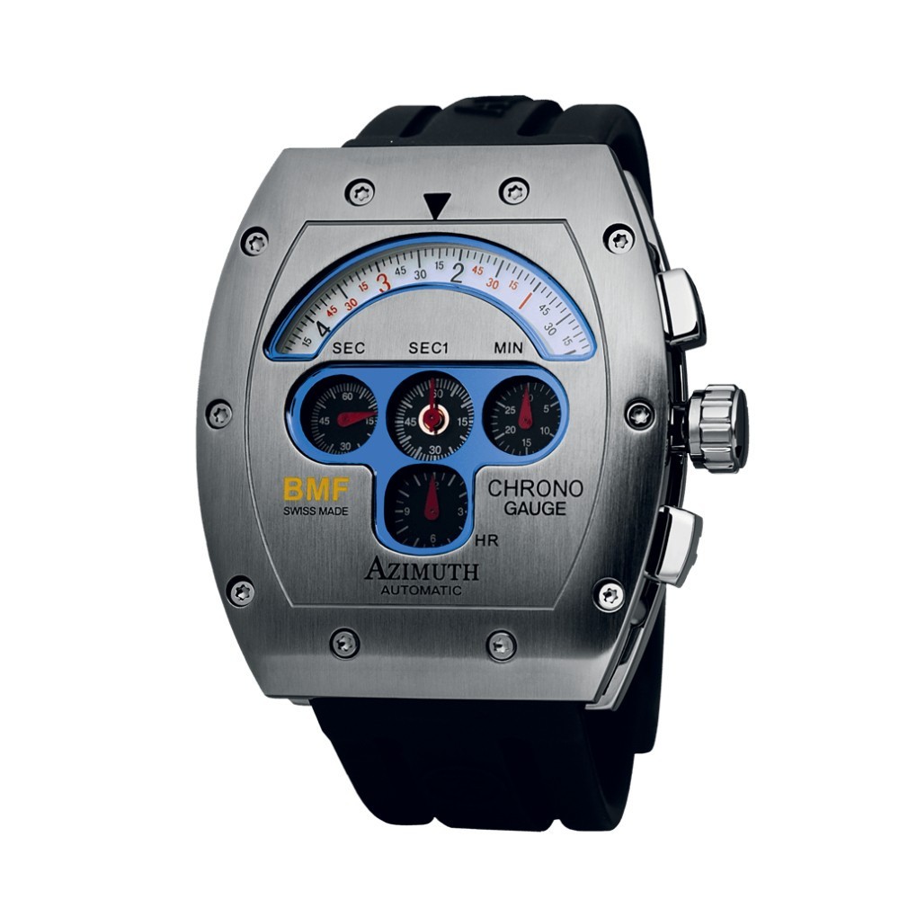 Azimuth Chrono-Gauge BMF Steel Black Dial - 43 x 50 mm