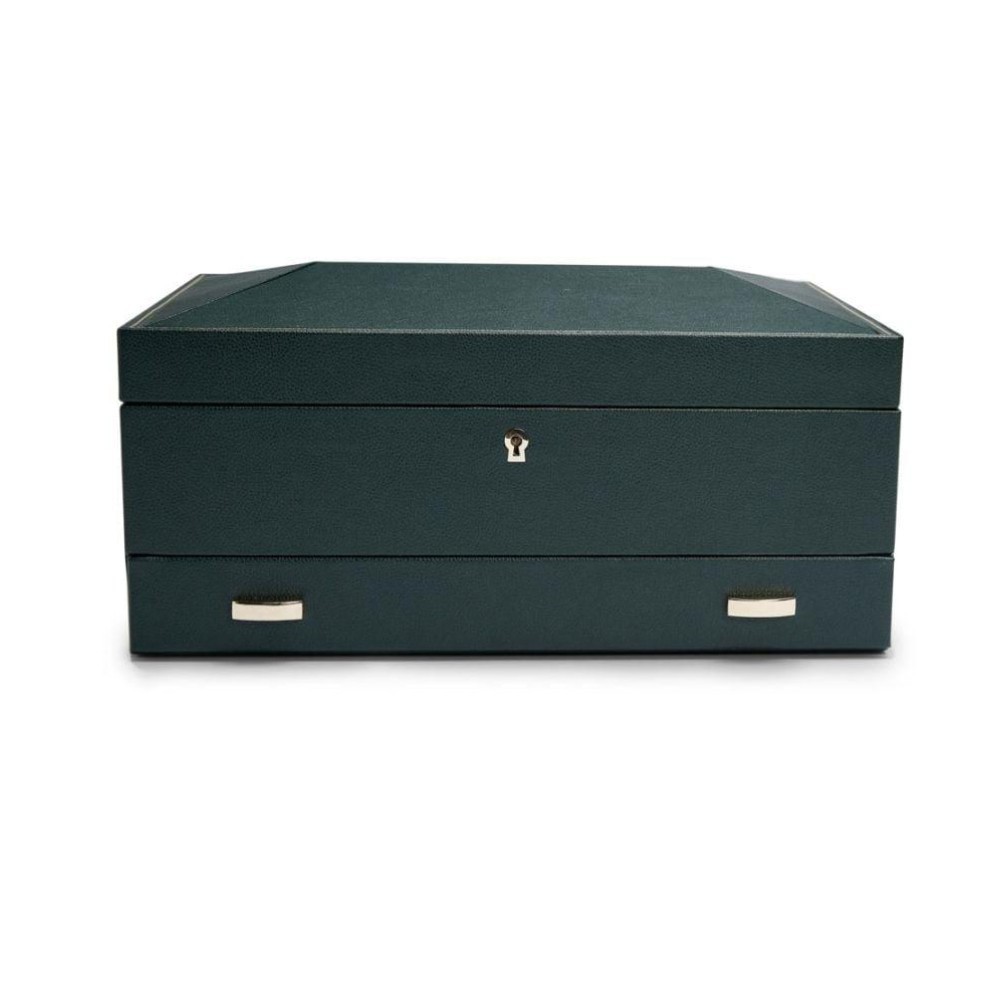 Wolf British Racing 10 Piece Watch Box with Storage Green 792841